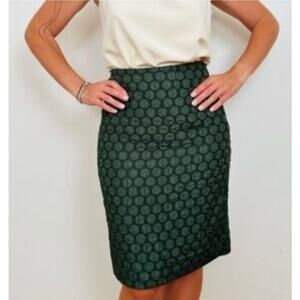 Anthropologie Maeve Green Pencil Skirt Size 4 Textured Print High Waist Work